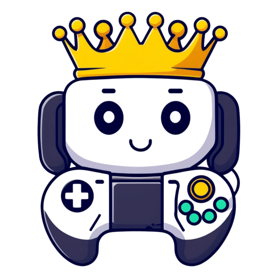 Colorful qbix88 online gaming logo with pro controller, crown for popular games, and expert rank symbol sticker
