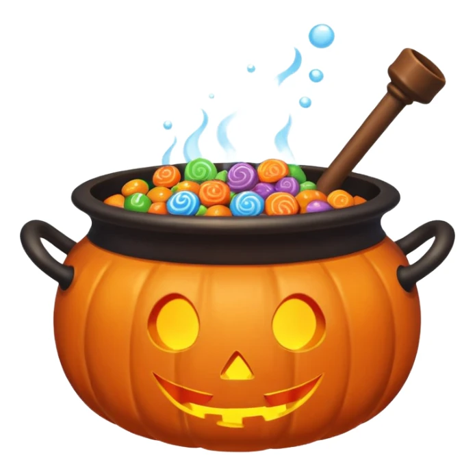 hallowen cauldrom inside candy sticker