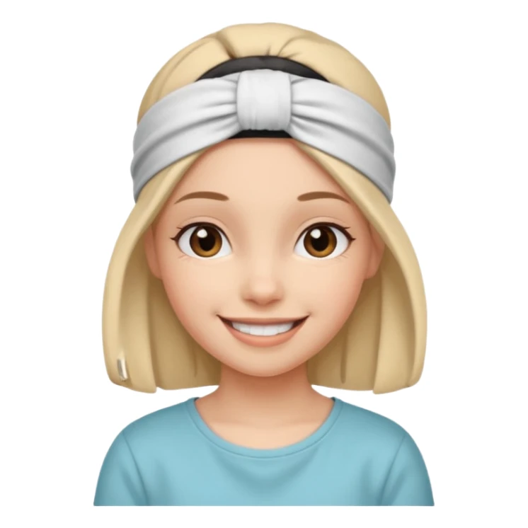 Girl wearing cloth headband and smile sticker