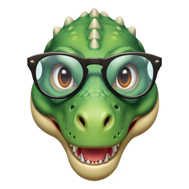 face of a dinosaur with cool glasses on sticker
