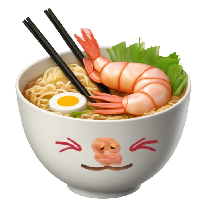 shrimp ramen bowl with pork and fishcake chopsticks  sticker