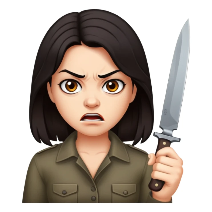 Angry vanessa with dark hair with a knife sticker
