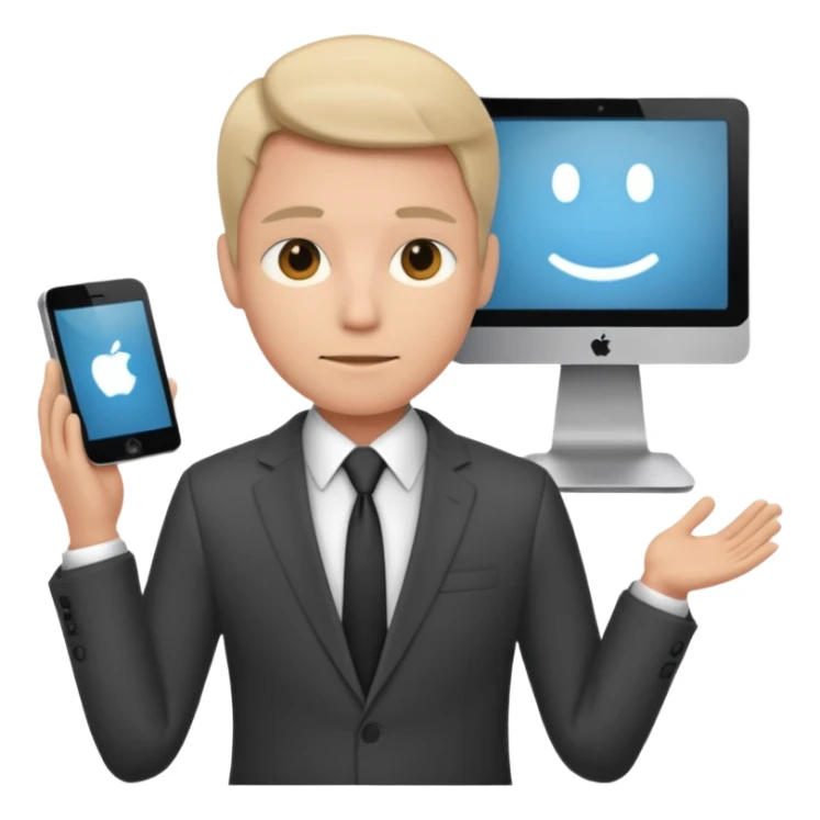  A person that has a computer screen as its head and is wearing a suit sticker