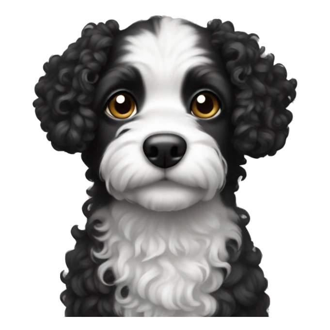 little black and white curly dog sticker