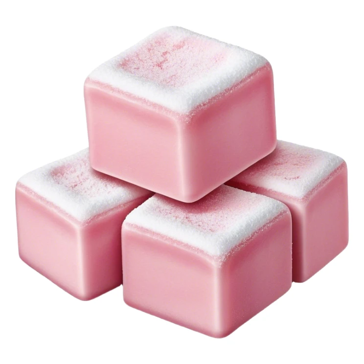 Cinematic Realistic Turkish Delight Dessert Emoji, featuring delicate, chewy confections dusted with powdered sugar rendered with vibrant textures and soft, inviting lighting. sticker