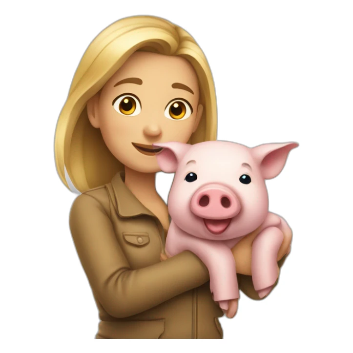 Une fille et un cochon sticker