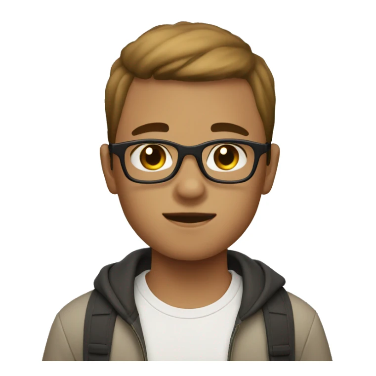 Boy with light skin and brown short hair and glasses sticker