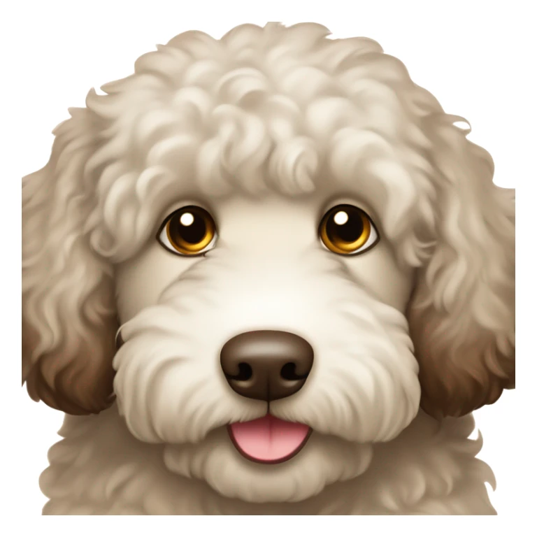 Cream and chocolate brown with spots chubby labradoodle with white chest and dark brown eyes  sticker