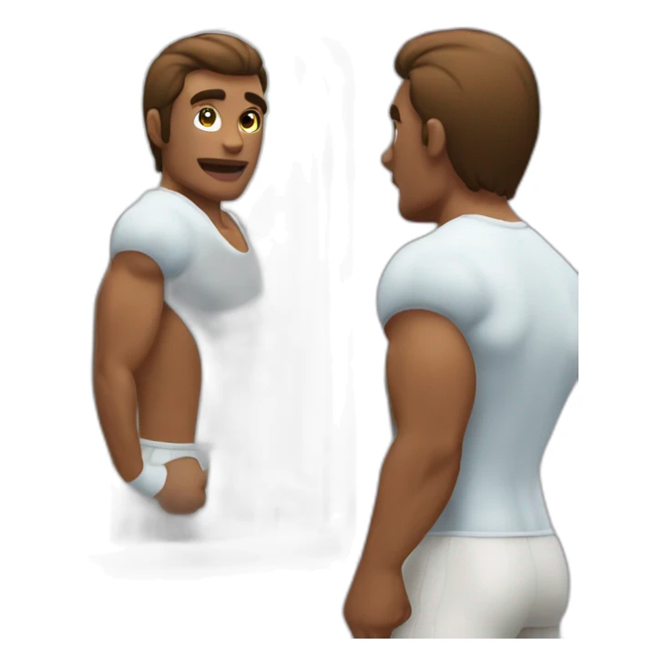 A muscular man who admires himself in the mirror sticker