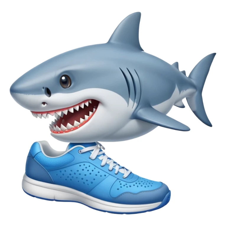 Friendly shark in blue tennis shoes sticker