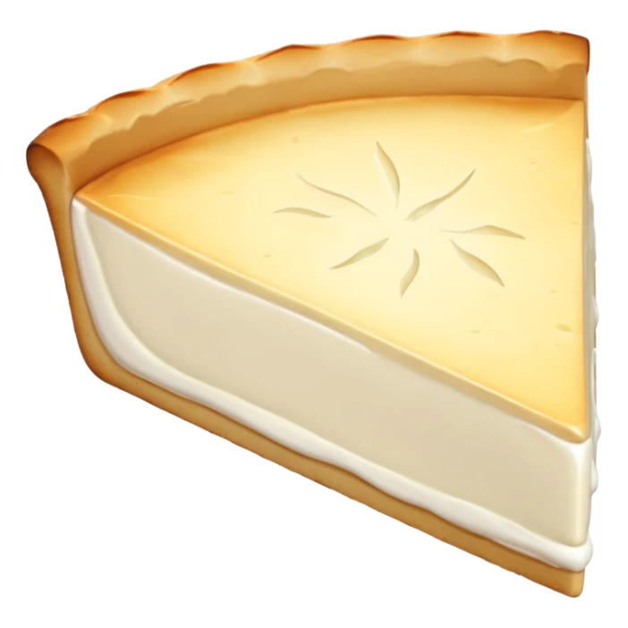 brie cheese wedge, soft creamy off-white interior, white bloomy rind, smooth slightly oozing edge, thick velvety crust, soft core, no fruit or board, soft lighting, subtle shadows, emoji scale sticker