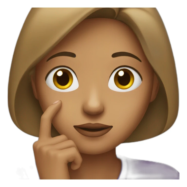 Woman touch her chin with hand sticker