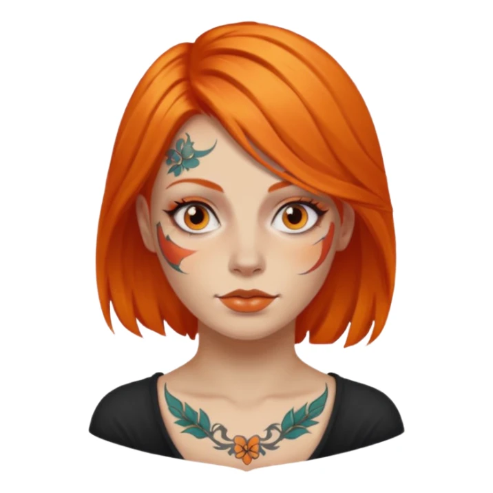 woman with tattooed faces and orange hair sticker