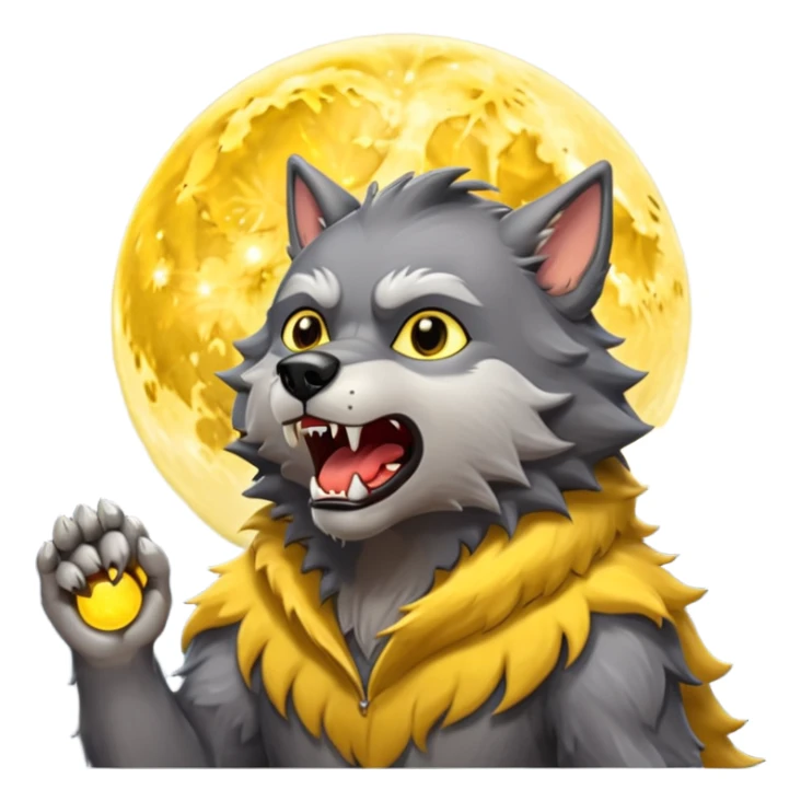 Werewolf howling at moon  cartoon -style/cute and transparent for a sticker  sticker