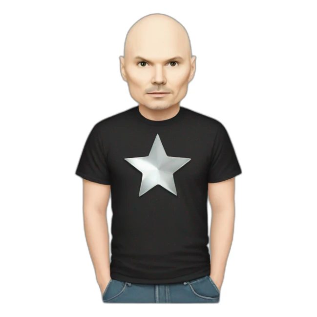 Billy corgan with a silver star on his t-shirt sticker