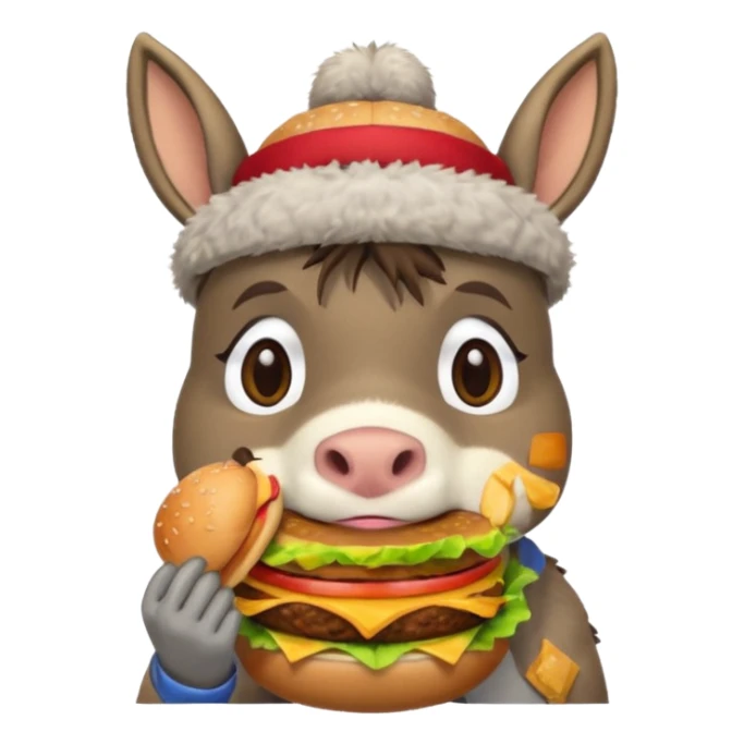shit donkey cat eating hamburgers sticker