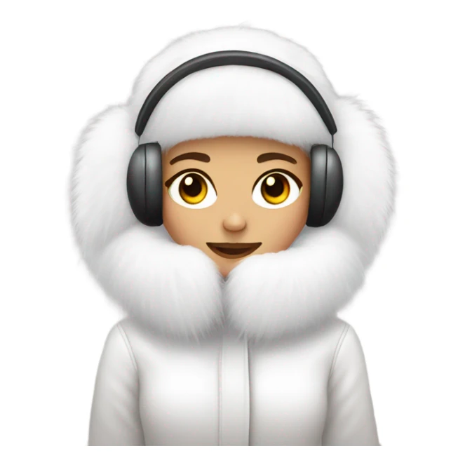 Girl in white big fluffy fur ear muffs sticker