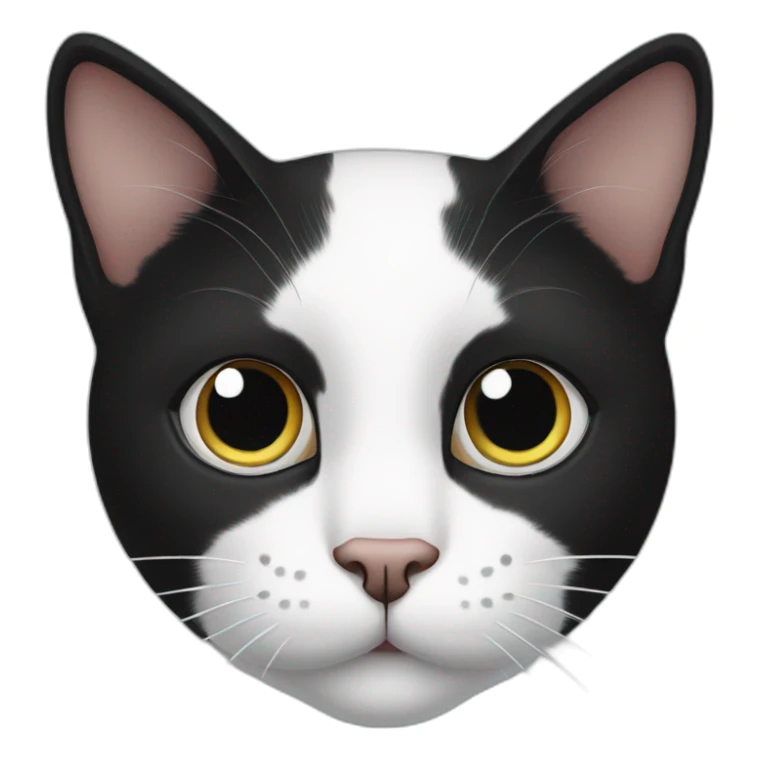 black and white cat, two black spots close to its mouth sticker