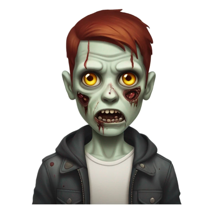 Zombie boy with dark red hair sticker