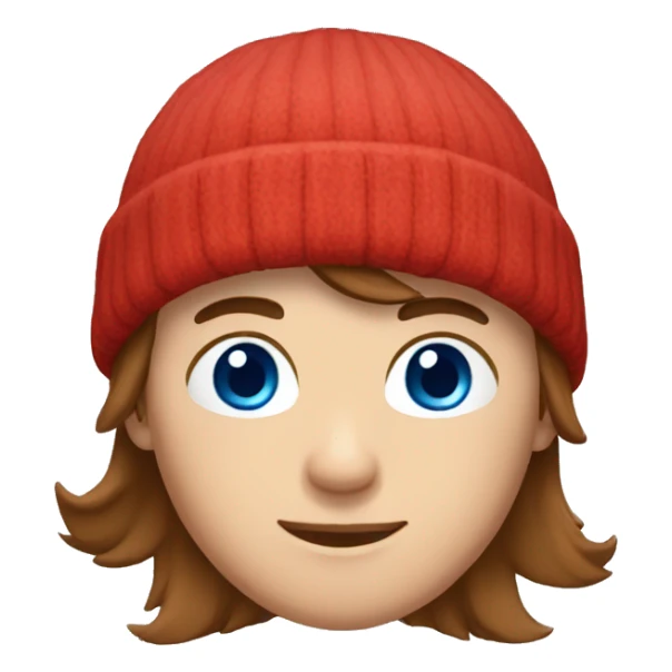 male brown hair, blue eyes, wearing red beanie  sticker