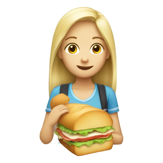 Blond girl eating sandwich  sticker