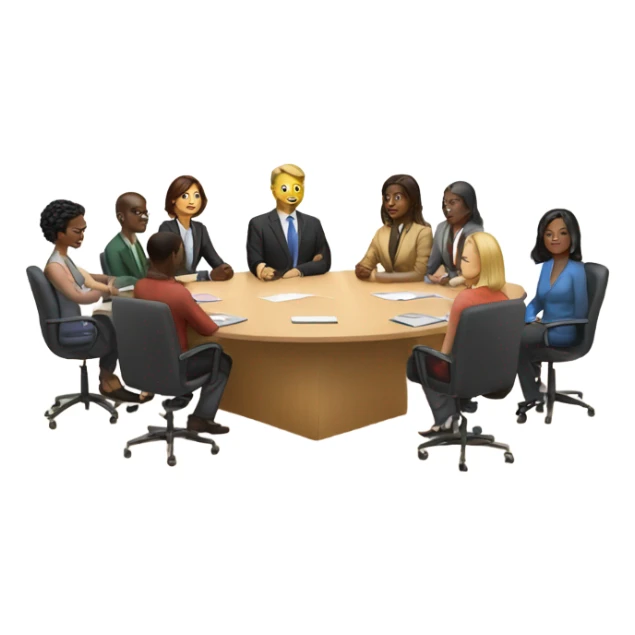 mix of races and genders board meeting sticker