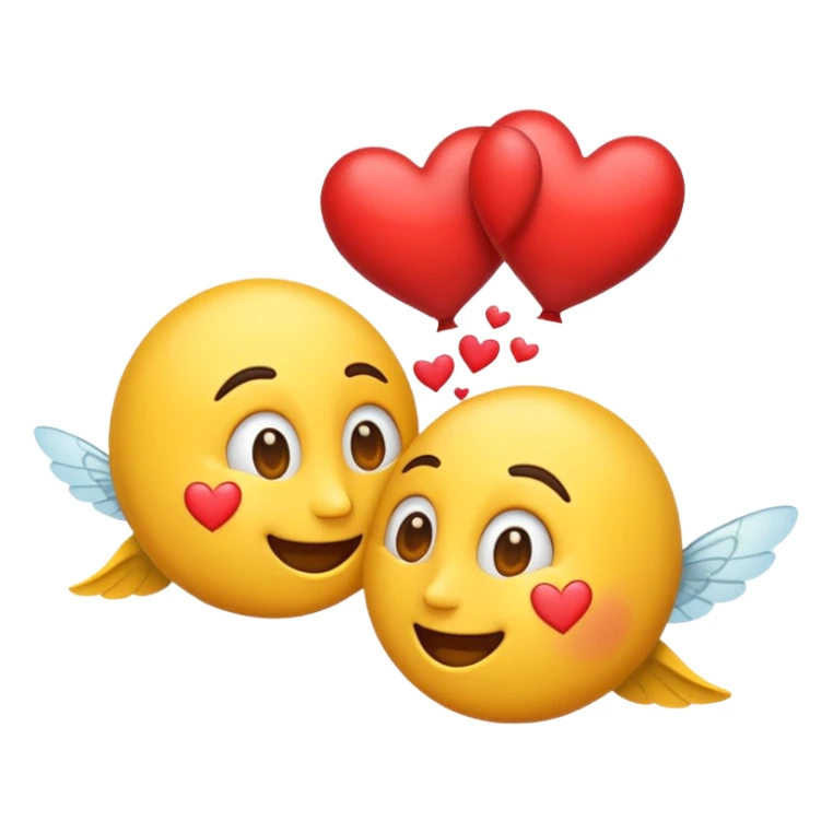 Kissing emoji with fly away hearts sticker