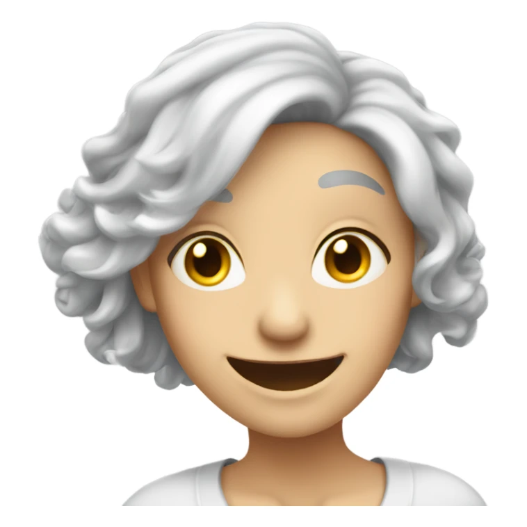 silver hair lady, smiling, happy to help sticker