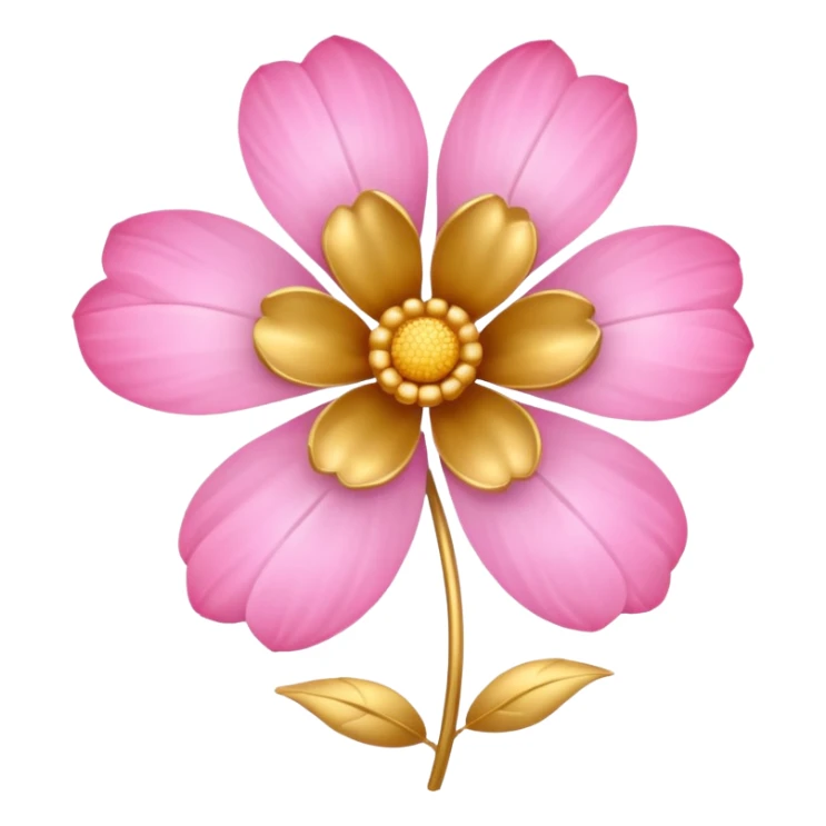 Gold and pink flower sticker