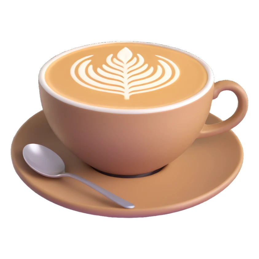expensive artisanal latte in a cafe from upward view perspective, latte art, fancy coffee drink sticker