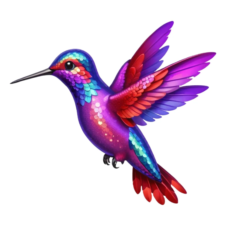 hummingbird with red and purple with glitter sticker