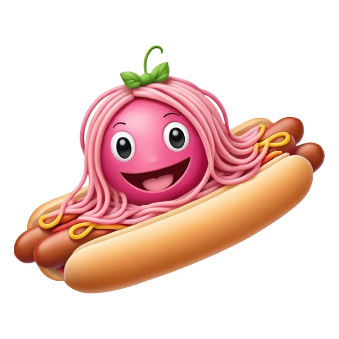 pink spaghetti monster hot dog flying  sticker