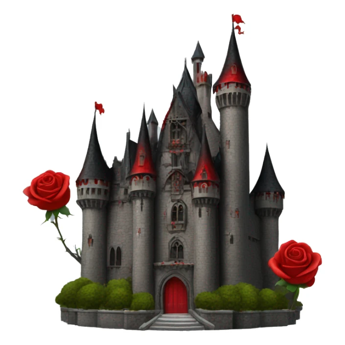 Black and red gothic castle with roses sticker
