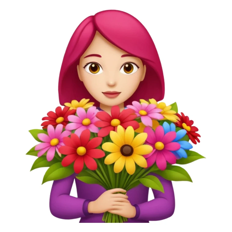 woman with big bouquet of flowers sticker