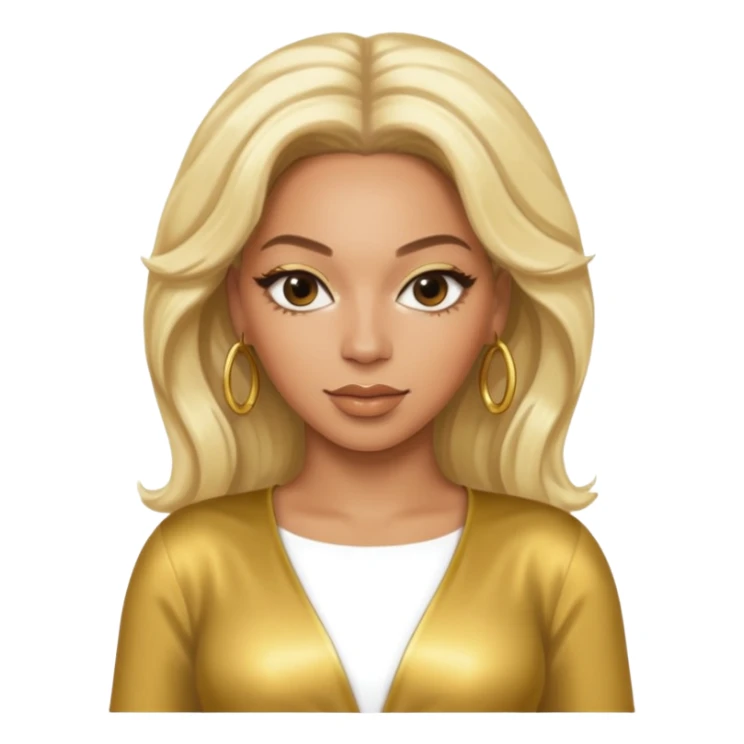 Beyonce platinum blonde hair, gold outfit sticker