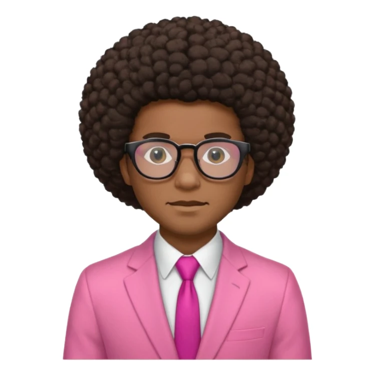 afro hair man pink suit glasses sticker