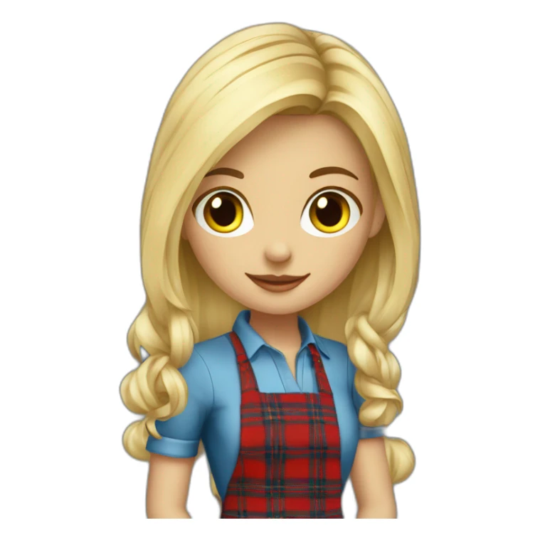 Sweet blond girl with tartan apron wearing high heels sticker