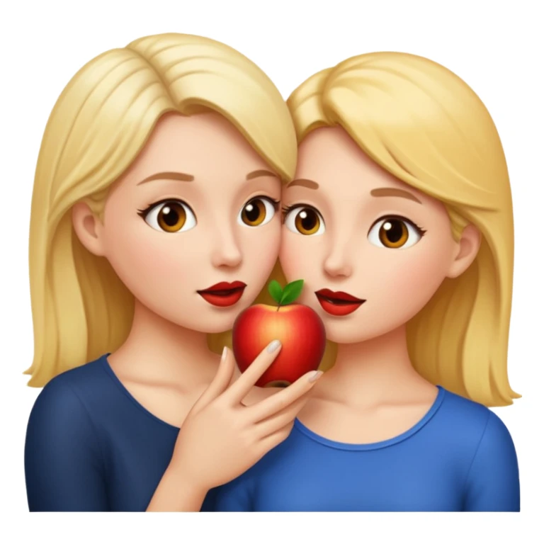 two women, one whispering to the other, apple emoji style sticker