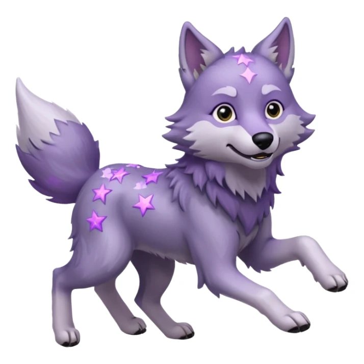 A wolf of winterfell running under lilac stars sticker
