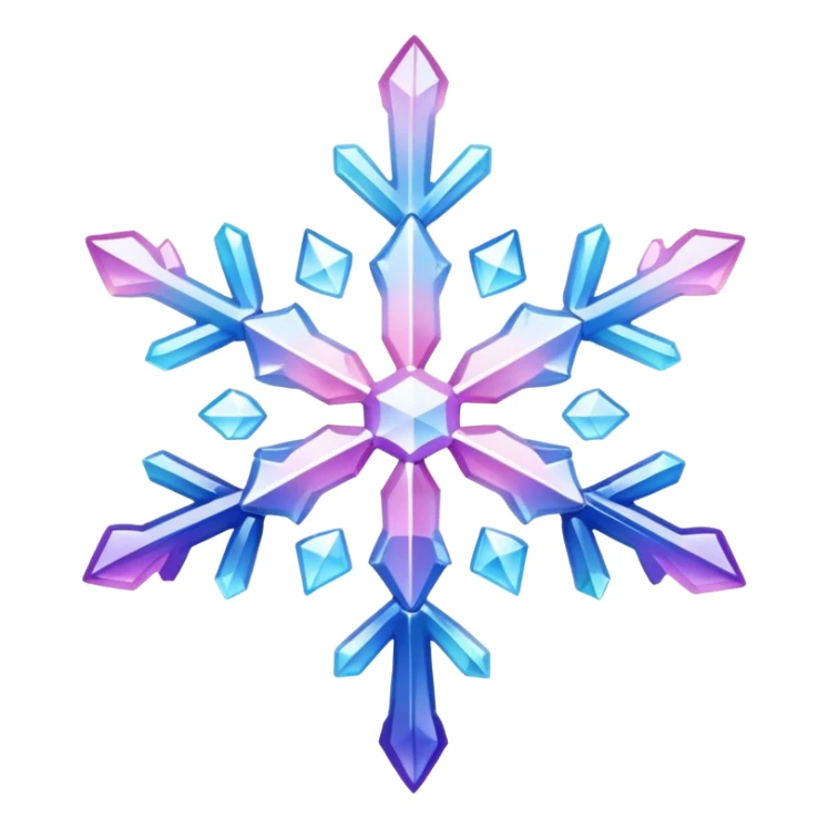 Gradient iridescent Pastel Pink violet blue white crystal snowflake  sticker