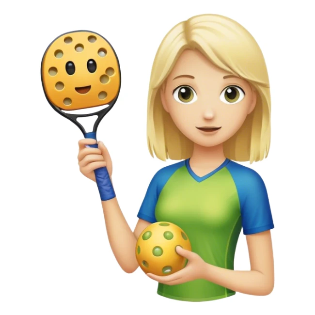 Blond girl holding a pickleball sticker
