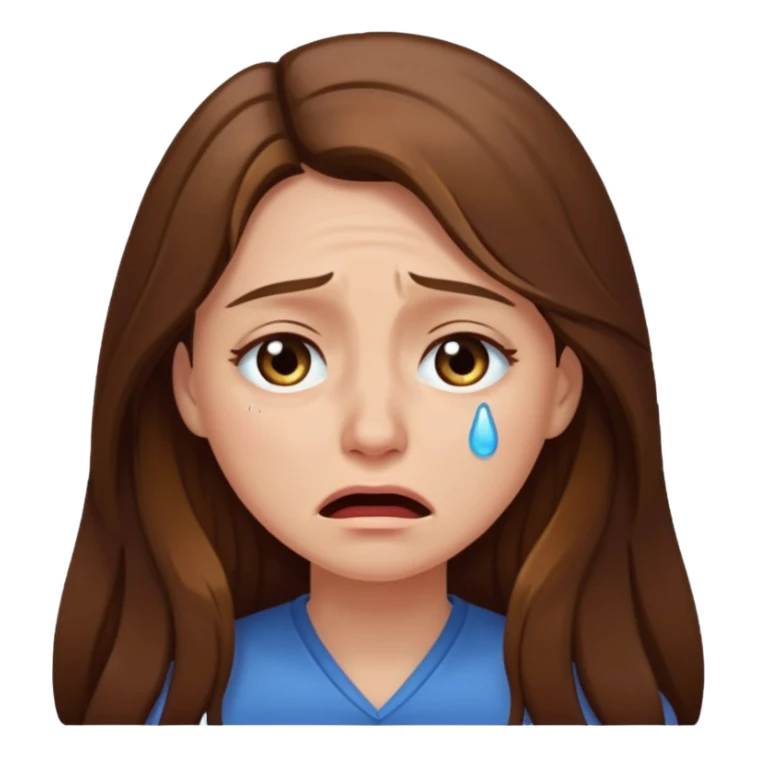 woman with long brown hair crying sticker