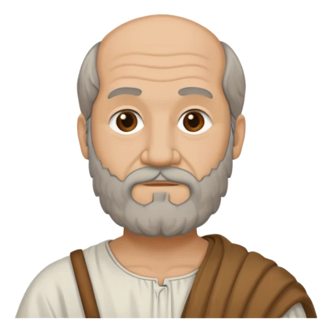 Aristotle drawing as a black outline icon, no fill, hand-drawn look sticker