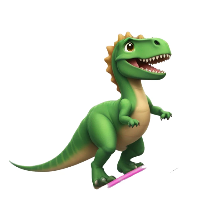 dinosaur, which is wearing a tutu, surfing on a surfboard sticker