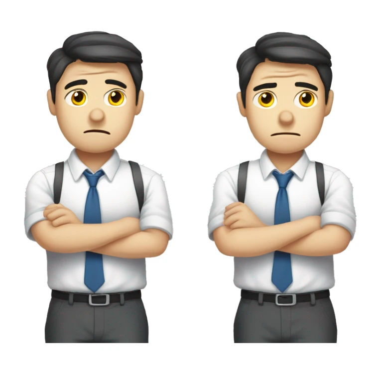 Crooked back and shoulders, Korean office worker male, tired and sad expression, body showing out sticker