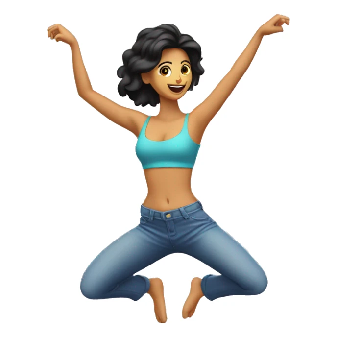 Chica morena bailando con los brazos abiertos  sticker