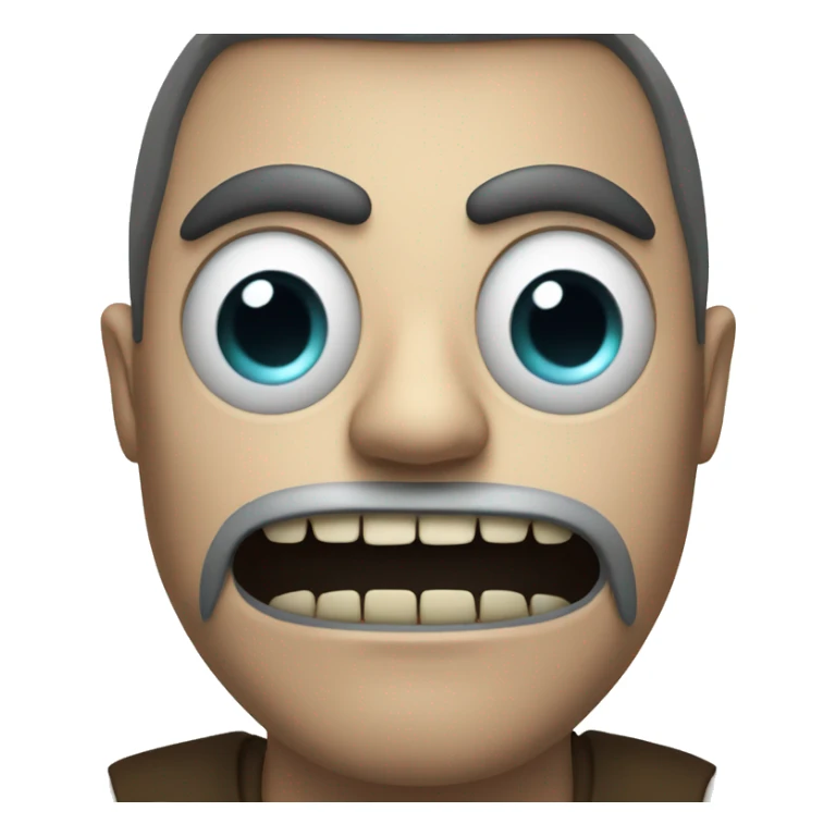 scary man with large teeth and bright scary eyes sticker