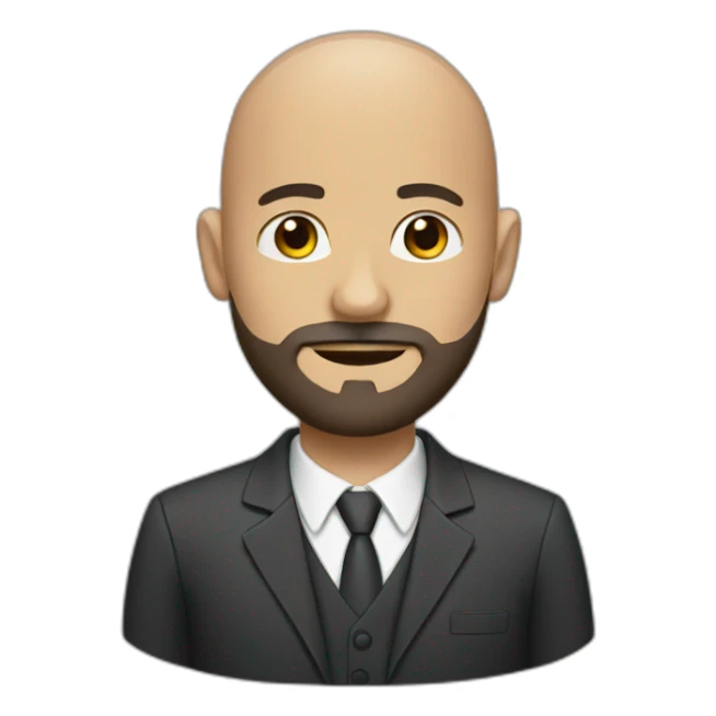 bald man with beard and brown eyes wearing a suit  sticker