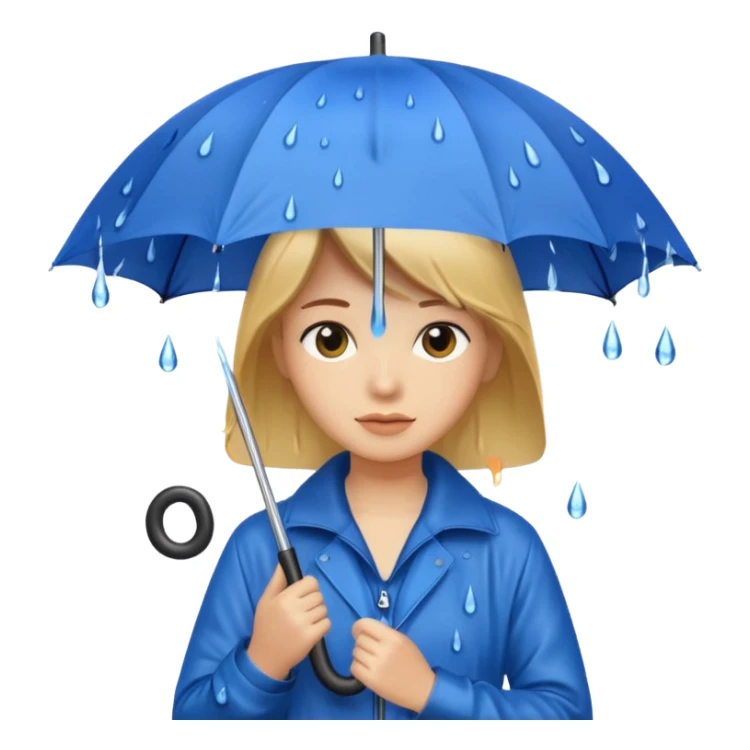 People getting wet (umbrella, dripping hair) sticker