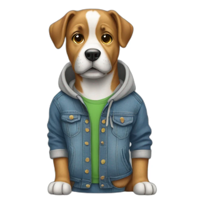 Dog wearing jeans and hoodie sticker